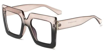 Farsightedness Glasses Transparent Computer Anti Blue Light Reading Glasses Men Women Two Tone Big Square Eyeglasses Frame Retro