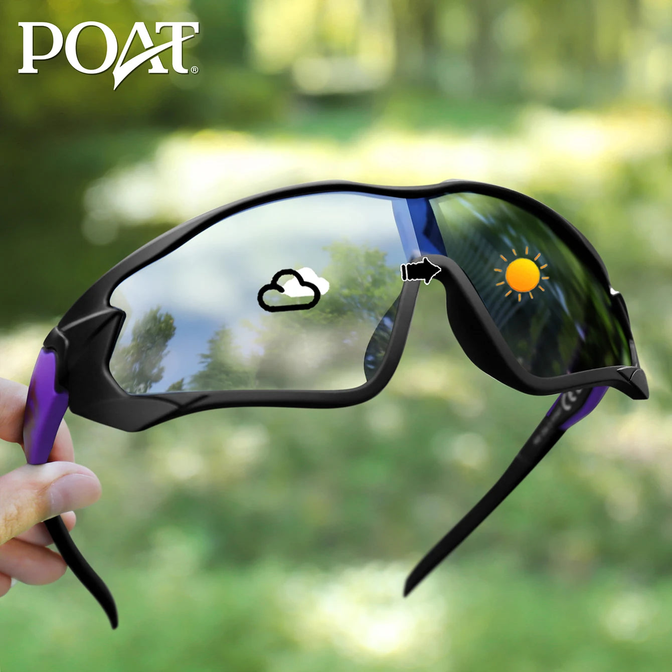 POAT Brand Photochromic Eyewear for Men Women MTB Bike Bicycle Cycling Fishing Running Glasses New Style Sunglasses Sports