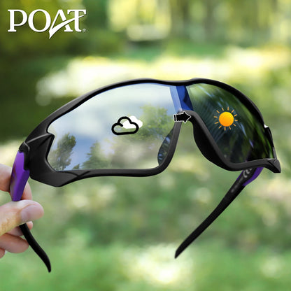 POAT Brand Photochromic Eyewear for Men Women MTB Bike Bicycle Cycling Fishing Running Glasses New Style Sunglasses Sports