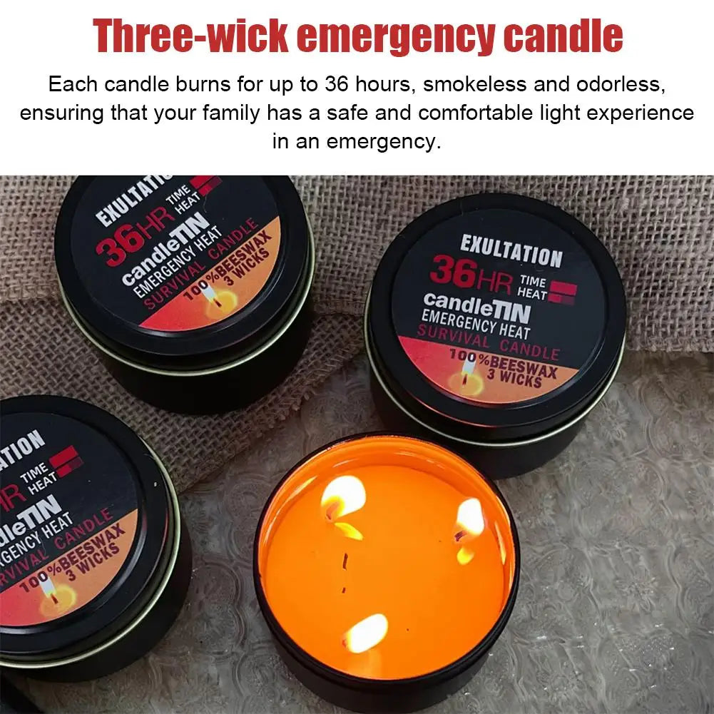 Emergency Candle 36 Hour 3 Wick Long Lasting Beeswax Survival Candle with Aroma for Home Camping Fishing