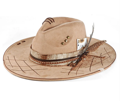 Handmade Fedora Hat suede Men's and Women's Hat feather vintage Fashion Jazz hat Top hats flat Panama sombrero mujer British hat
