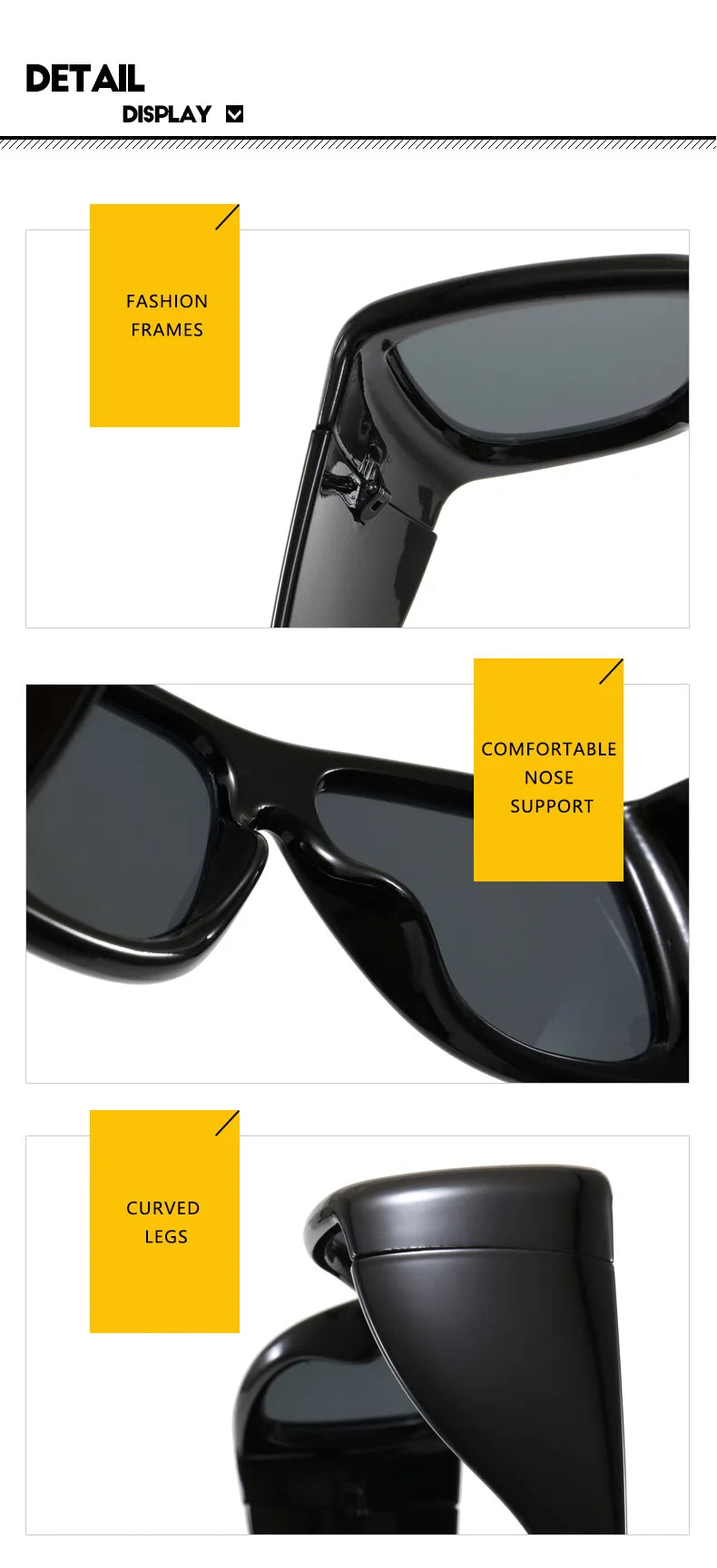 QVQV Trendy Oversized Square Sunglasses Women Men Luxury Brand Original Thick Frame Sunglasses Retro Outdoors Driving Shades