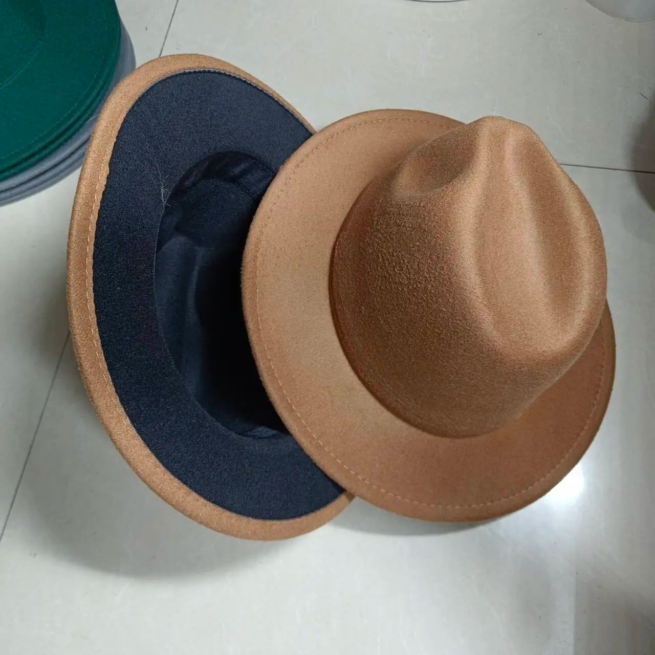 Sombreros Fedora Hat Dual Color Classic Jazz Hat Soft Fedora Hat Classic Men's and Women's Blue Jazz sombreros