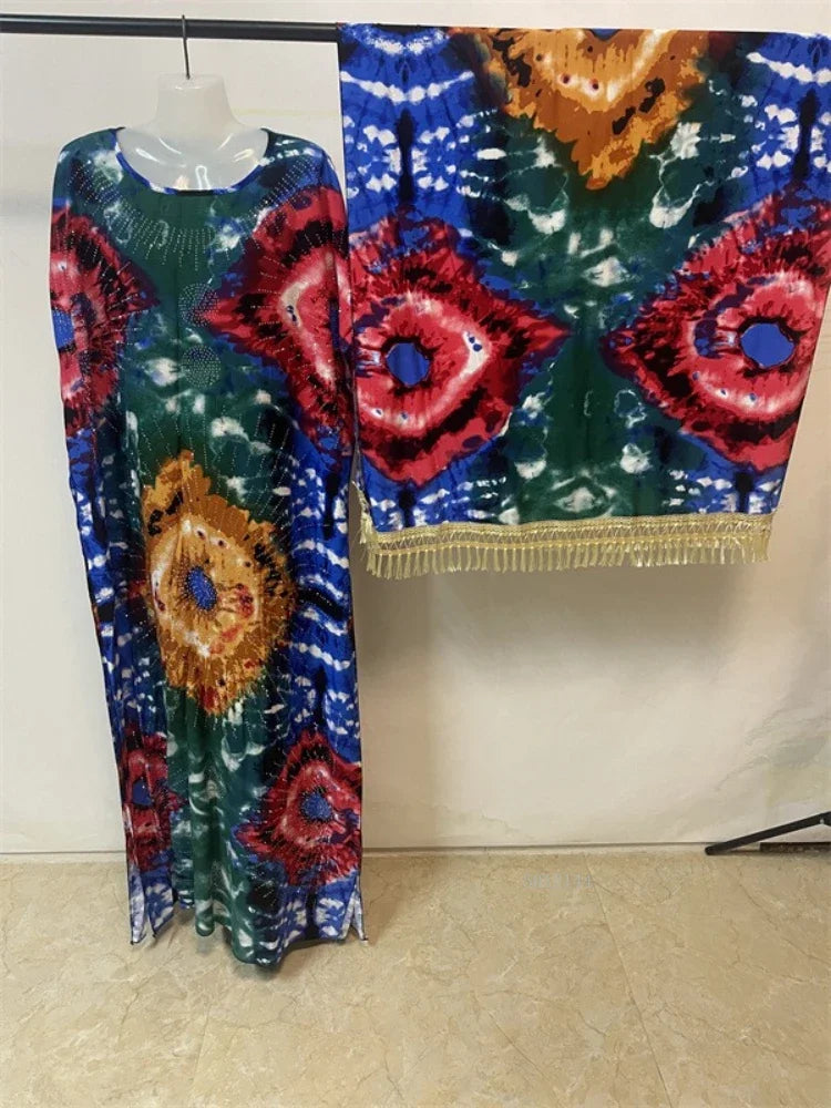 2025 New Afro Kaftan Dress for Women Long Sleeve off Shoulder Robe plus Size Fringe Detail Comfortable Beach Wear Summer
