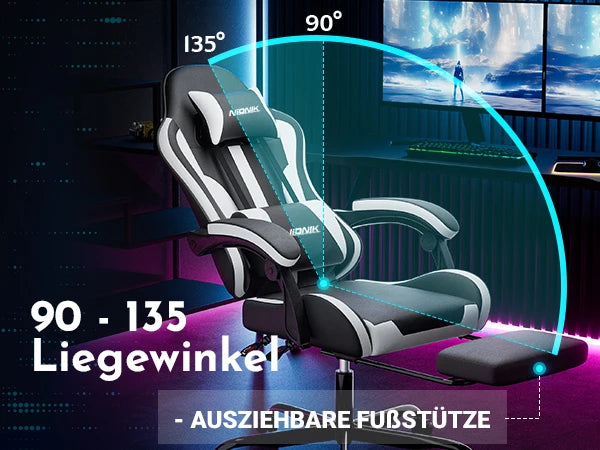Gaming chair with Massage Ergonomic Desk chair Footrest Headrest Rotary chair for office and Gamers
