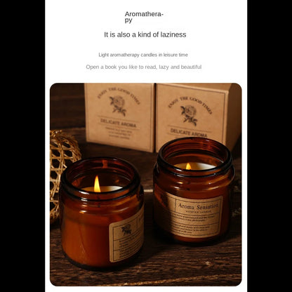 1pc Brown Glass Cup Aromatherapy Candle Smokeless scented candle Suitable for Home Decoration Birthday Valentine's Day Gift