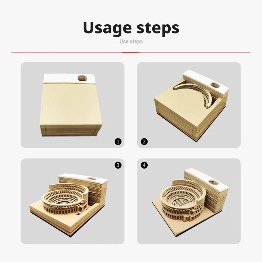 3D Stereoscopic Calendar Roman Colosseums Shape Weekly Calendar Tear-Away Paper Carving Art Memo Pad Offices Decor
