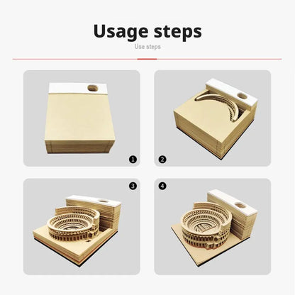 3D Stereoscopic Calendar Roman Colosseums Shape Weekly Calendar Tear-Away Paper Carving Art Memo Pad Offices Decor