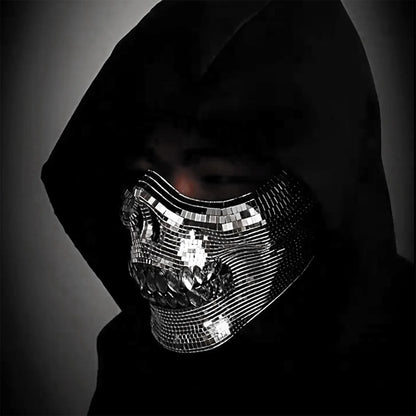 Halloween Scary Fangs Mask, Half-face Mirror Mask, Disco Ball Glitter Mask, Suitable For Use On DJ Stage, Bar Party Costume