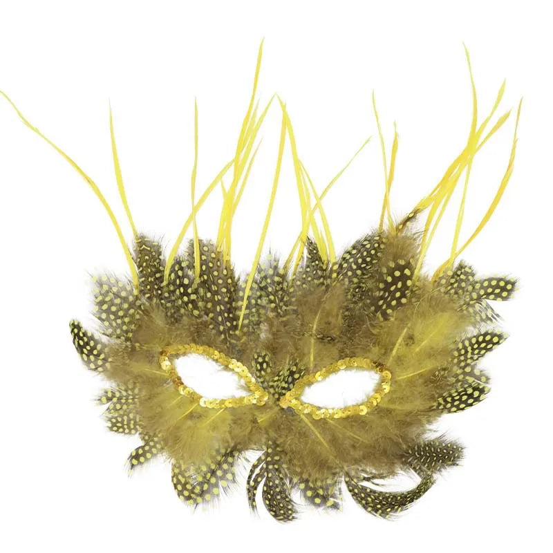 Gold Ostrich Feathers Carnival Mask Men Women Masquerade Eye Masks Venetian Cosplay Props Halloween Carnival Party Face Masks