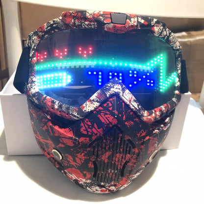 Color Bluetooth LED Display Light Up Mask Programmable Party Carnival LED Ski Goggles DIY Goggles Glasses Boy Gift Toy
