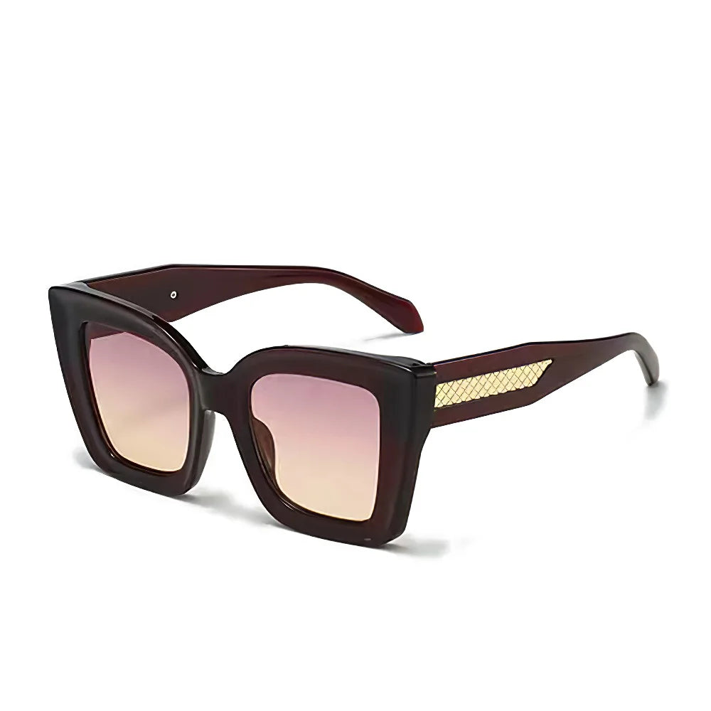 2025 New in Vintage Sunglasses for Women Fashion Square Frame Gradient Sunglasses with Golden Arrows for Women
