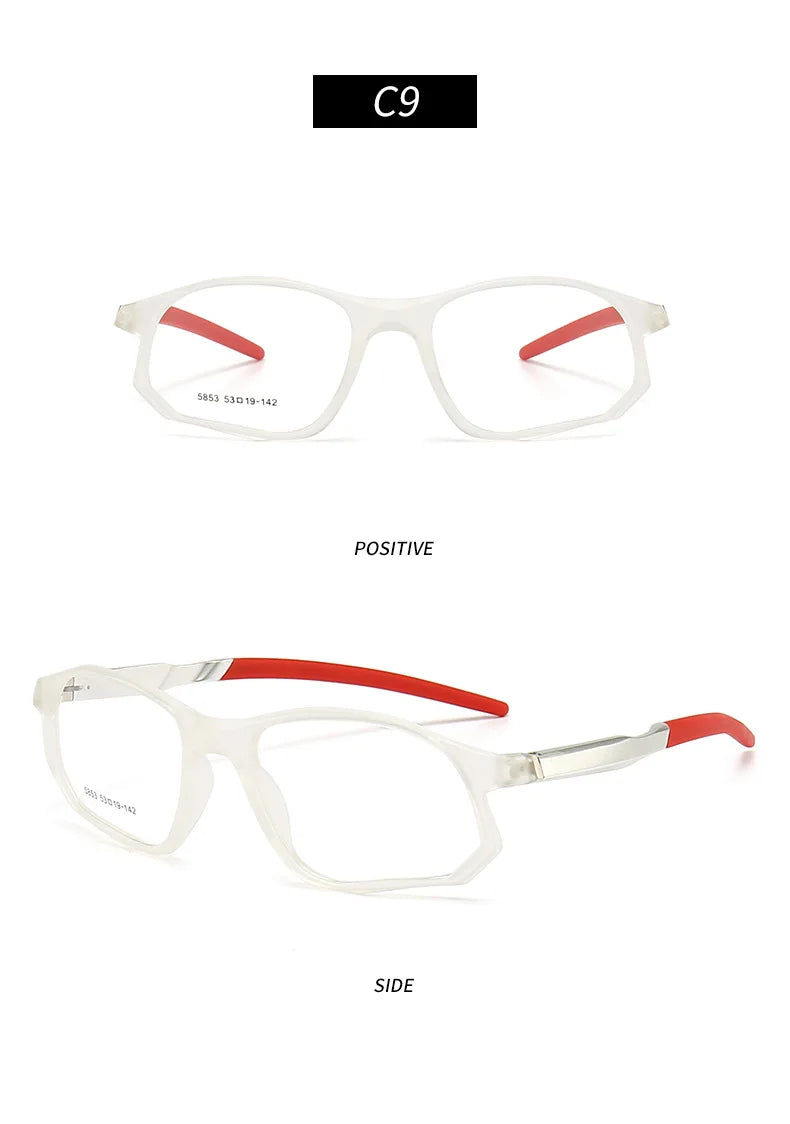 YIMARUILI New Fashion Sports Glasses Men and Women TR90 Spring Leg Design Big Face Optical Prescription Eyeglasses frame 5853