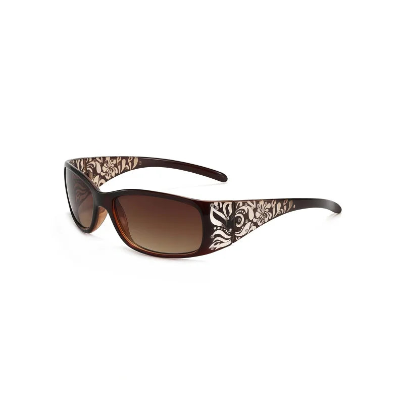 New Printed Diamond Studded Retro Cat Eye Women's Sunglasses Personalized And Trendy Outdoor Sun Protection Sunglasses