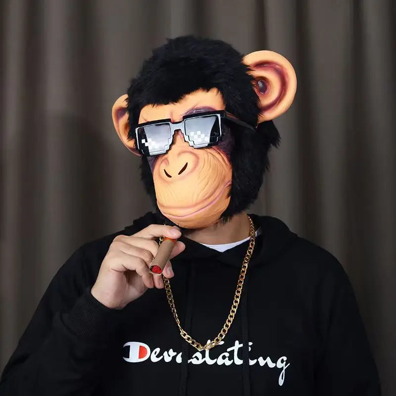 Cute Orange Monkey Panda Dog Fish Cock Head Masks Funny Animal Halloween Masquerade Party Latex Hood Full Face Chicken Head Mask