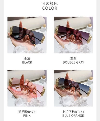New Fashion Women Oversized Rimless Sunglasses Luxury Brand Swan Shaped Sun Glasses Trendy Large Frame Sun Glasses UV400