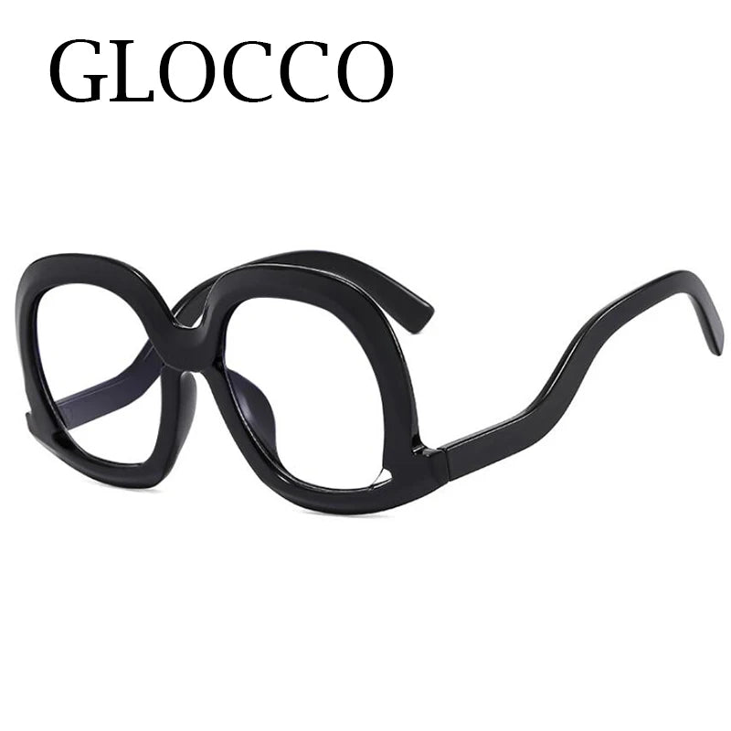 Fashion Unique Oval Blue Light Blocking Glasses Frame Women Large Colorful Gradient Eyeglasses Luxury Designer Reading Glasses