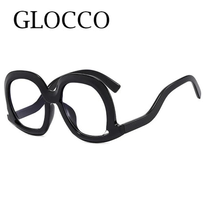 Fashion Unique Oval Blue Light Blocking Glasses Frame Women Large Colorful Gradient Eyeglasses Luxury Designer Reading Glasses