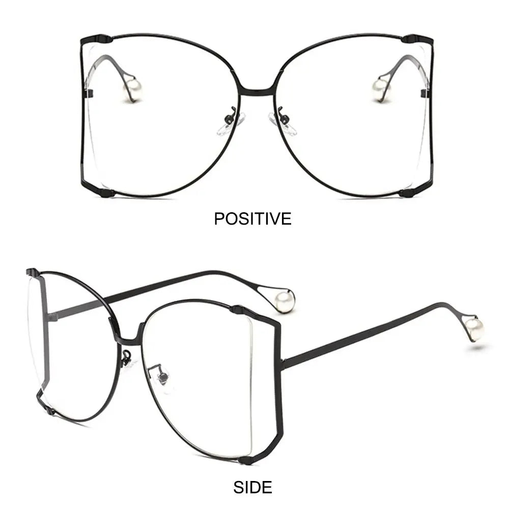 UV Protection Oversized Sunglasses Street Shooting Colorful Metal Hollowing Shades Trendy Pearl Design Sun Glasses