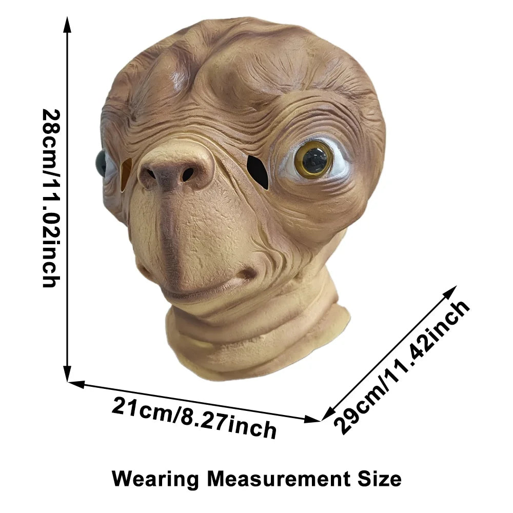 Realistic ET Alien Latex Mask Halloween Carnival Party Movie E.T. the Extra-Terrestrial Cosplay Creepy E.T. Alien Full Head Mask