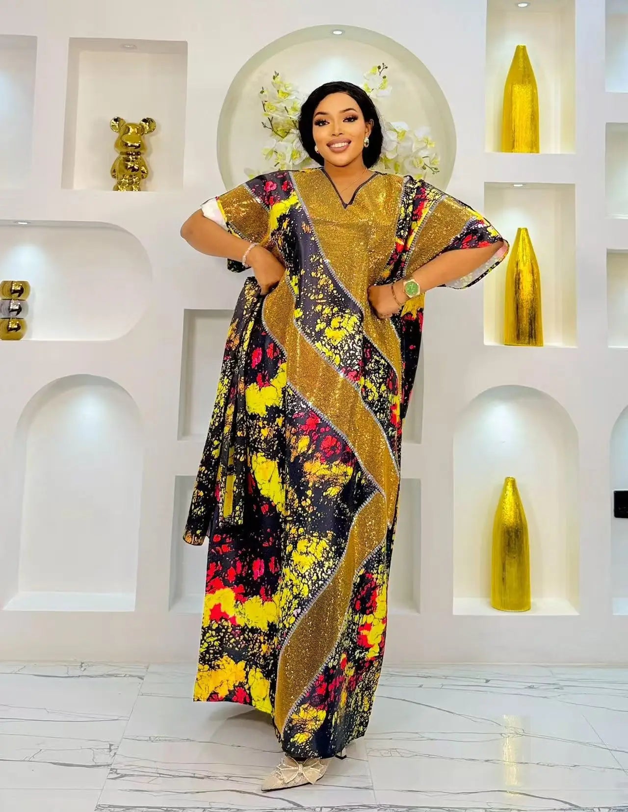 2025 new arrivals loose women/lady summer maxi dress long print short sleeve ankara african style