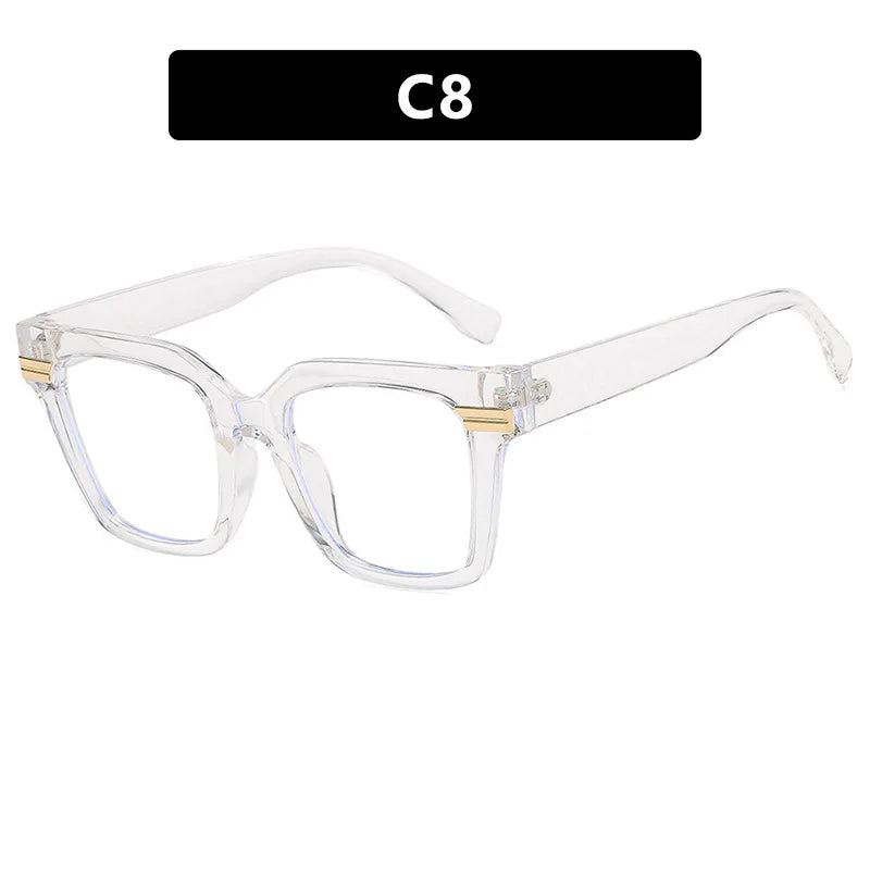 Oversized Square Reading Glasses Women Men Blue Light Protection Prescription Eyeglass Thick Frame Transparent Computer Eyewear