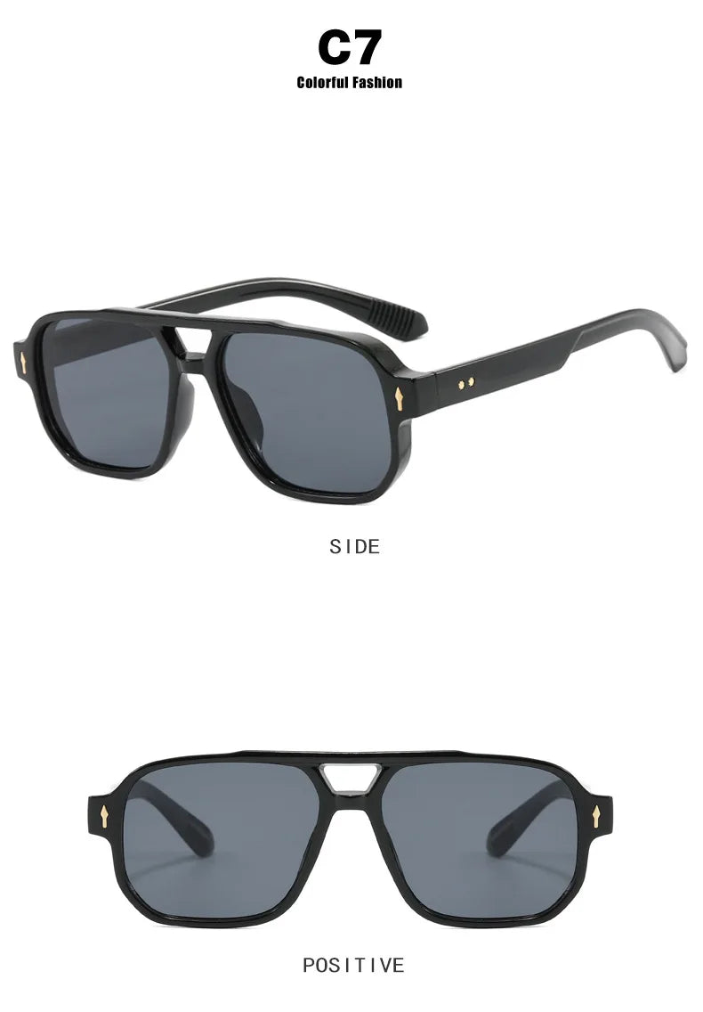 New Fashion Square Women Men Sunglasses Retro Rivets Women Brand Designer Shades UV400 Sun Glasses Gafas De Sol