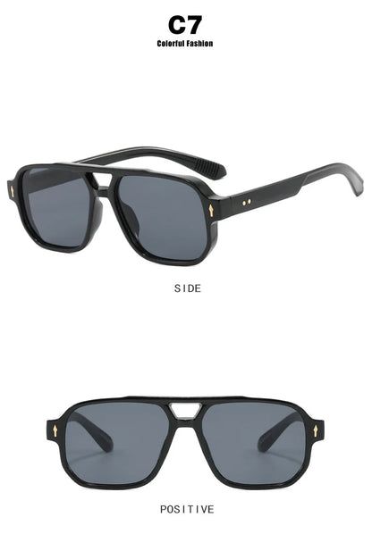 New Fashion Square Women Men Sunglasses Retro Rivets Women Brand Designer Shades UV400 Sun Glasses Gafas De Sol