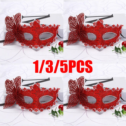 1/3/5PCS Venetian Masquerade Mask Women Girls Sexy Fox Eye Mask Butterfly Mask for Fancy Dress Christmas Halloween Party Mask