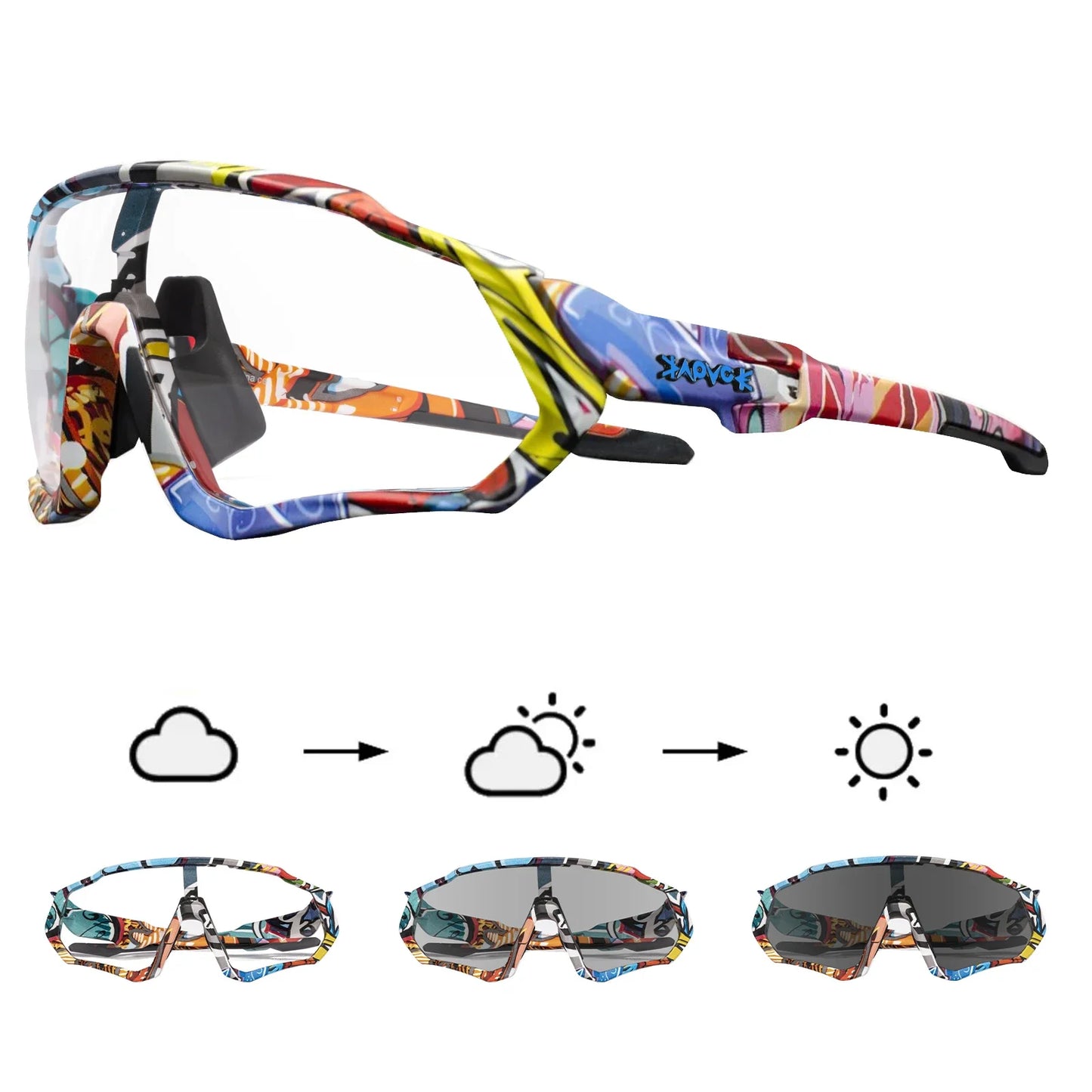Kapvoe New Outdoor Photochromic Cycling Sunglasses Men Women Road Mountain Bike Bicycle Cycling Glasses Sport Running Eyewear