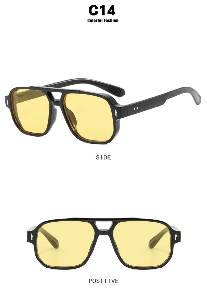 New Fashion Square Women Men Sunglasses Retro Rivets Women Brand Designer Shades UV400 Sun Glasses Gafas De Sol