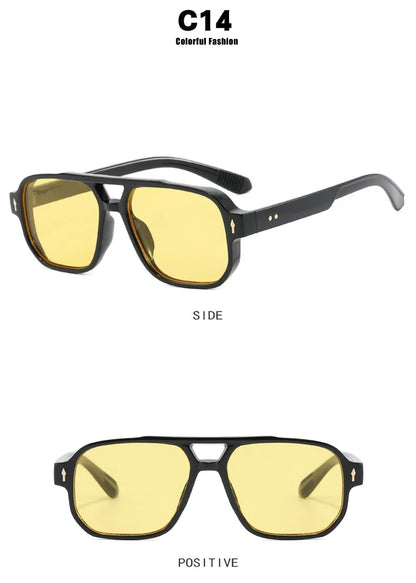 New Fashion Square Women Men Sunglasses Retro Rivets Women Brand Designer Shades UV400 Sun Glasses Gafas De Sol