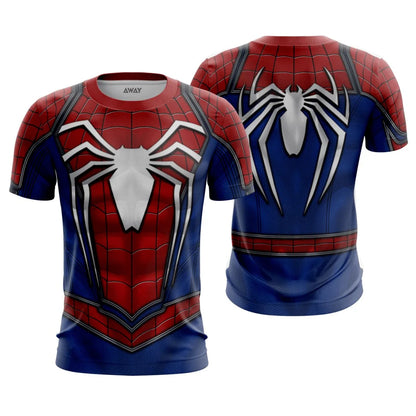 Parent‑child Spider Hero Graphic T‑Shirt,Red‑Blue 3D Printed Jersey,Polyester Short Sleeve Tops for Family Matching Outfits