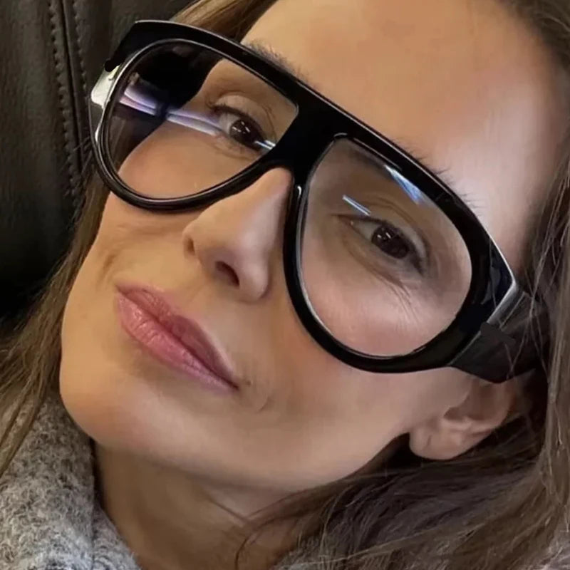 New Large Frame Luxury Myopia Glasses Anti Blue Light Oversized Pilot Fashion Eyeglasses Oval Clear Lens Short-sighted Eyewear