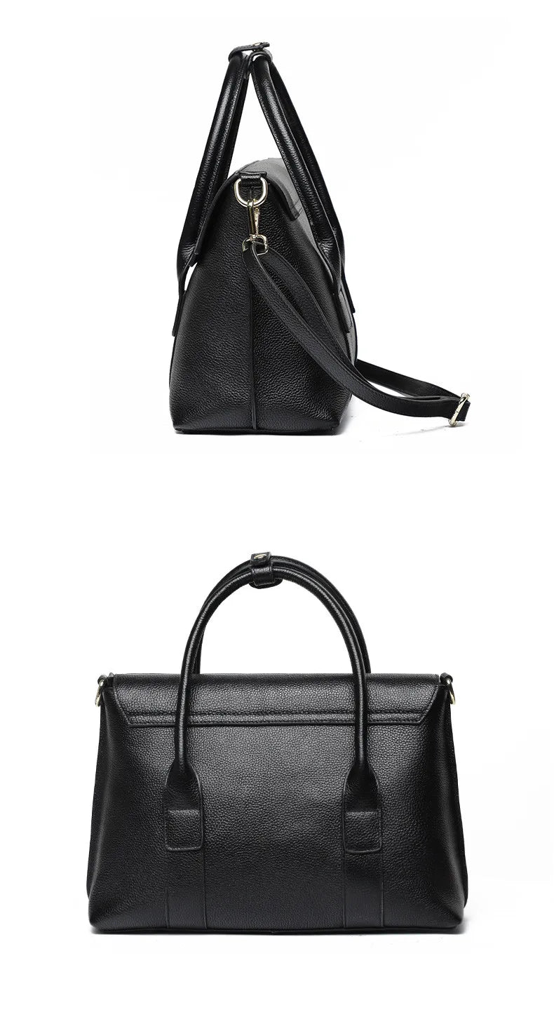 2024 New Genuine Leather Briefcase Women Handbags Large Capacity Ladies Fashion Cowhide Shoulder Messenger Bags Portable