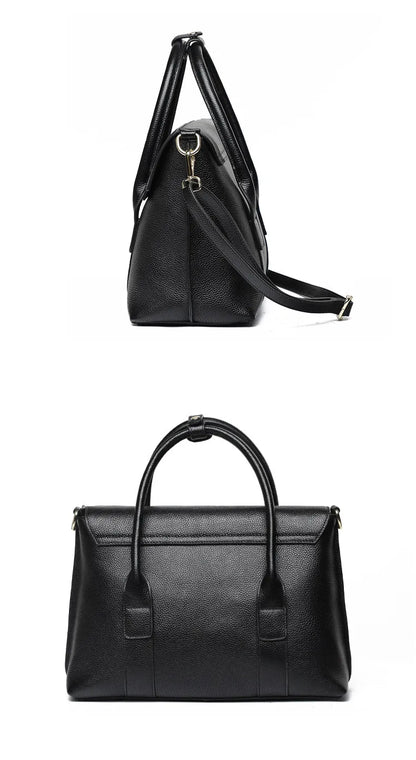 2024 New Genuine Leather Briefcase Women Handbags Large Capacity Ladies Fashion Cowhide Shoulder Messenger Bags Portable