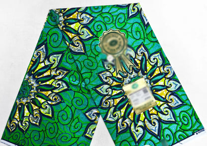 Latest African Grand Golden Wax Fabric Super Good Quality Women Pagne Flash Cotton Prints Batik Ankara Glitter Tissus 6yards