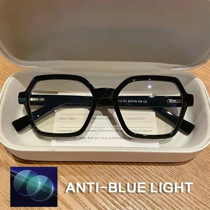 EYORA Fashion Polygon Prescription Reading Glasses Women Myopia Eyewear Hyperopia Anti Blue Light Progressive Optical Eyeglasses