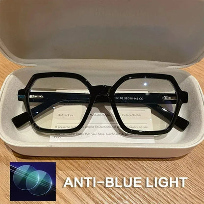 EYORA Fashion Polygon Prescription Reading Glasses Women Myopia Eyewear Hyperopia Anti Blue Light Progressive Optical Eyeglasses