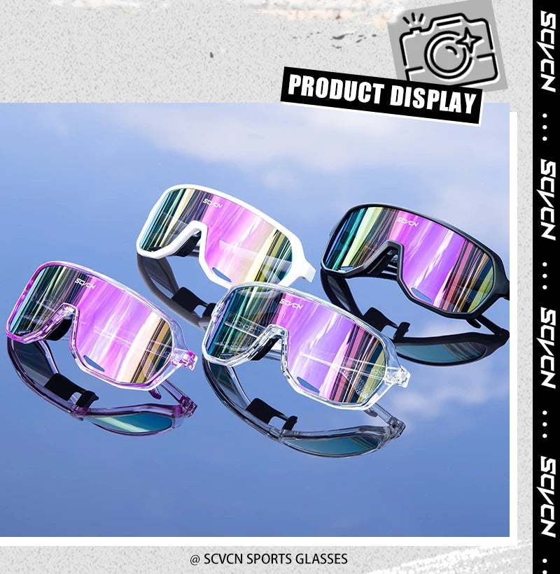 SCVCN Fashion Sports Running Glasses Outdoor Bicycle Drive Hiking Sunglasses Men MTB Cycling Sunglasses Women Road Bike Glasses