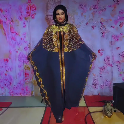 Elegant and beautiful BUBU two-piece dress african women dresses chiffon african dress rhinestone robe soirée femme luxe