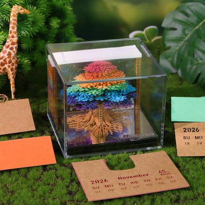 2026 3D Calendar Memo Pad Led Time Piece Calendar Tree of Chakra Desk Calendar Paper Carving Sticky Calendar For Christmas Gifts