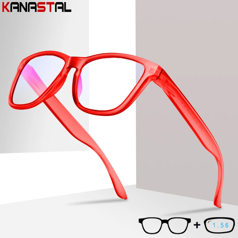 Men CR39 Lenses Reading Glasses Prescription Optics Myopia Presbyopic Eyewear Blue Light Blocking TR90 Colorful Eyeglasses Frame