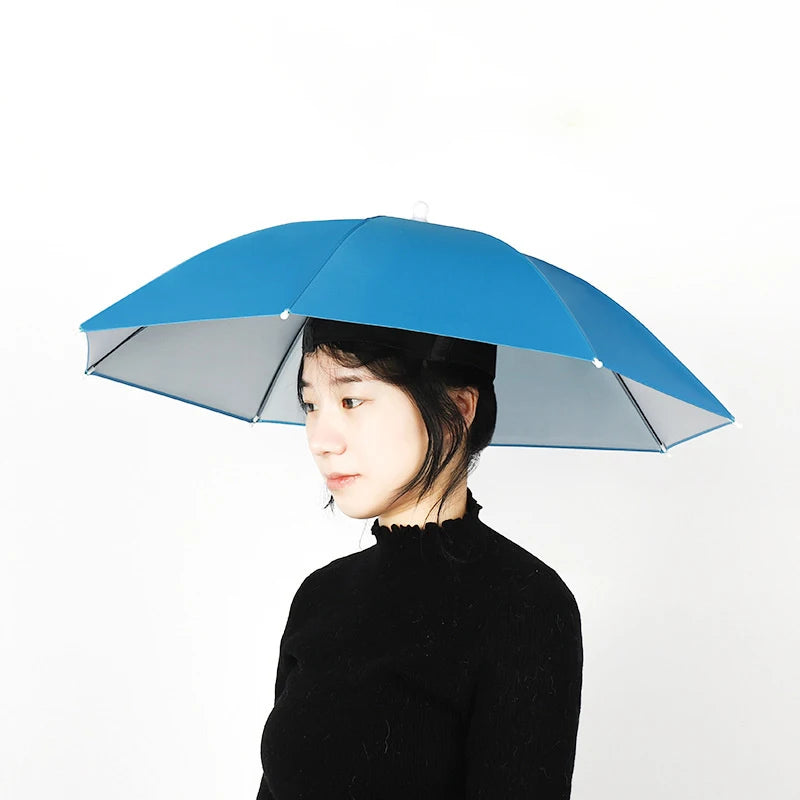 Windproof Umbrella Cap Wearing An Umbrella On The Head Sturdy Men's And Women's Foldable Large Sunshade And Rain Hat Umbrella