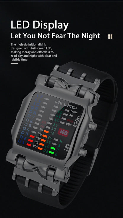 LED Watch Men Fashion Creative Crab Type Electronic Watch Luminous Binary Gift Business Style Cool Waterproof Multi Function