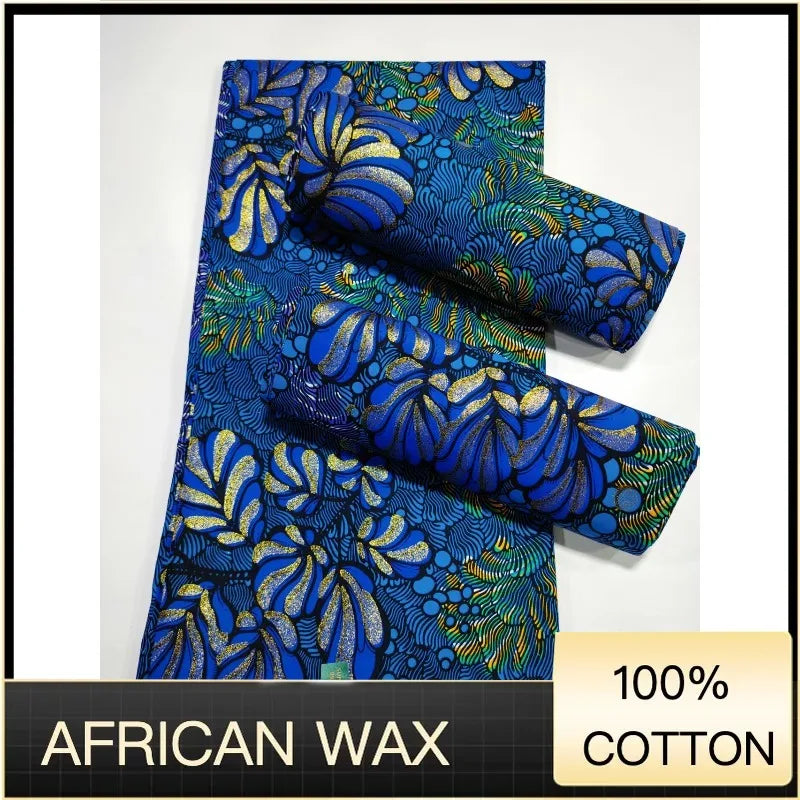 Soft Pagne 100%Cotton Gold Print Fabric African Real Wax Fabric High Quality Nigeria Ankara Grand  Fabric