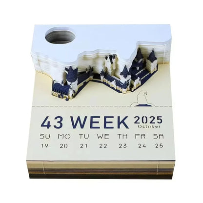 Treehouse 3D Desktop Calendar Sticky Notes Creative Crafts Souvenirs Paper Carvings Memo Pad New Year Gifts Office Ornament