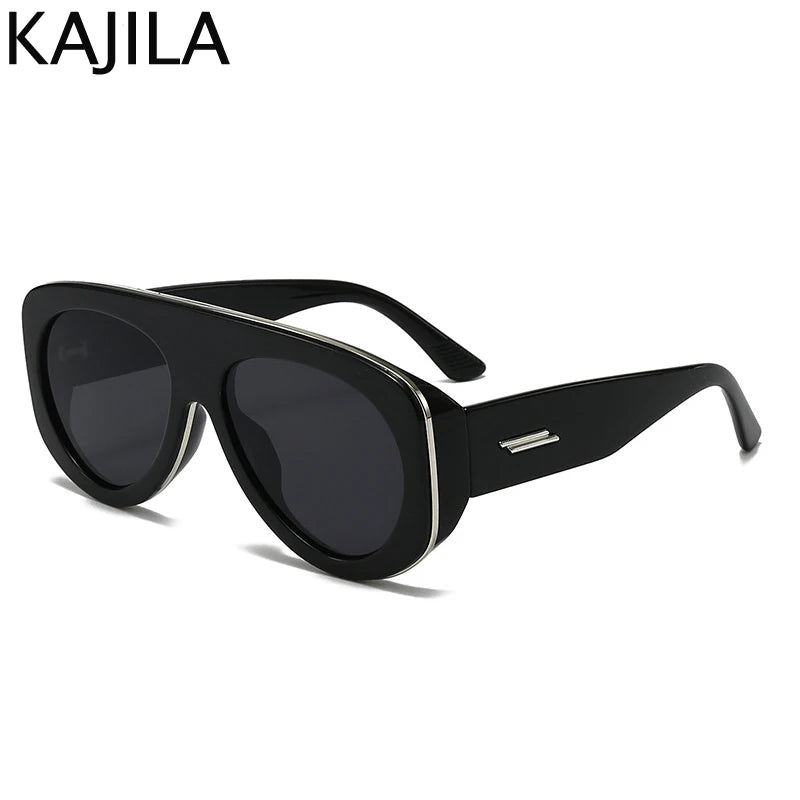 Oversized Oval Pilot Shield Sunglasses Women Big 2025 Luxury Brand Retro Y2K Punk Mirror Sun Glasses For Ladies Shades UV400