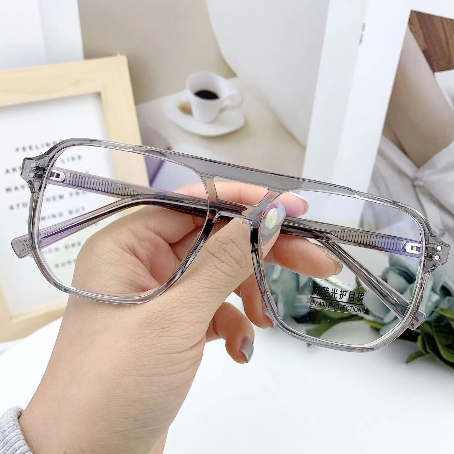 2025 New Fashion Vintage Oversized Reading Glasses Unisex Anti Blue Rays Leoaprd Square Eyeglasses Antifatigue Computer Eyewear