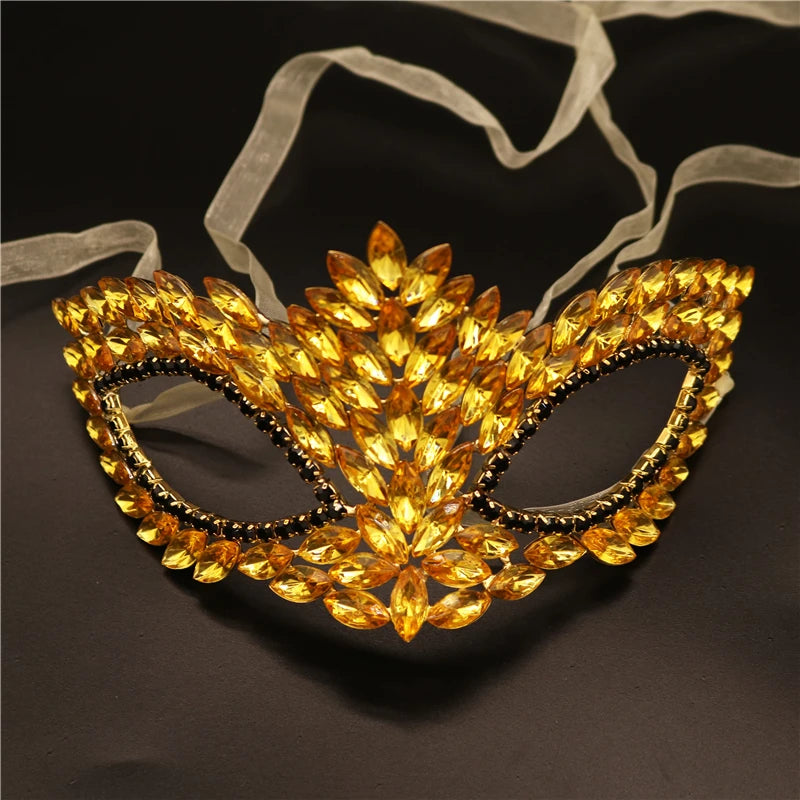 Bridal Masuqerade Masque Rhinestone Eye Mask Masque Cover for Men Women Girls Dance Cosplay Party Shiny Crystal Face Accessories